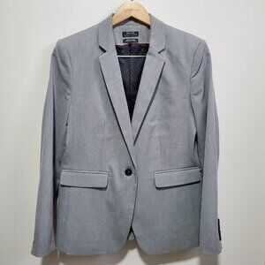 RW & CO. RW&CO. One Button Fitted Blazer Suiting Stretch Lined Grey Women 10